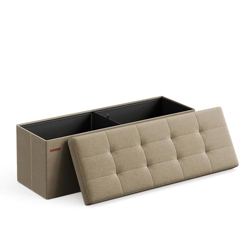 Folding Storage Ottoman Bench by SONGMICS - color: Camel Brown, size: 15"D x 43"W x 15"H