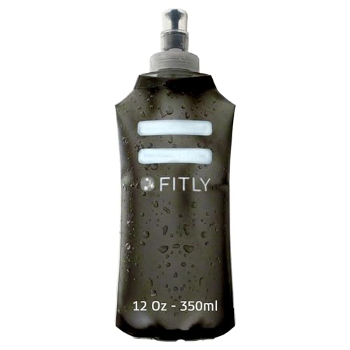 FITLY Soft Flask - Shrink As You Drink Soft Water Bottle for Hydration Pack - Folding Water Bottle Ideal for Running, Hiking, Cycling, Climbing & Rigorous Activity - color: Black, size: 12 Ounces