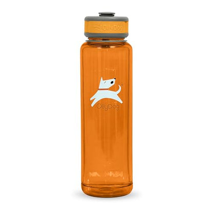 OllyDog OllyBottle | Tritan Dog Water Bottle with Detachable Bowl | BPA Free Leakproof Pet Dispenser | Hiking Travel (1L, Flame) - color: Flame, size: 1L