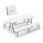 Real Relax 6' Picnic Table with 2 Benches, 3 Piece White Portable HDPE Folding Camping Table and Benches for Courtyard, Garden, Outdoor Leisure, Party - color: White