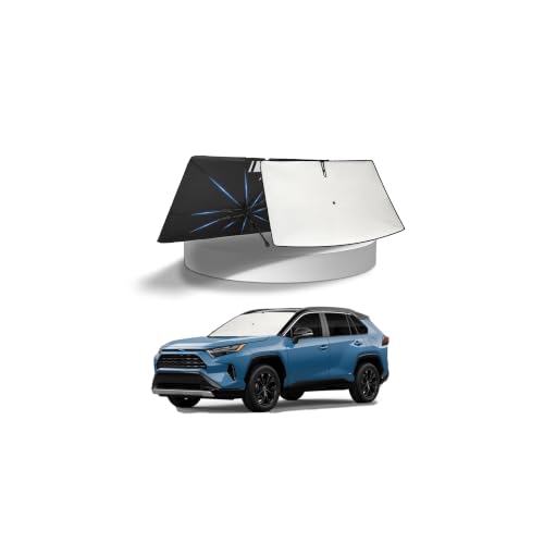 KUST Sun Shade Umbrella for Toyota RAV4 2019-2025 2026 | Custom Fit Windshield Sunshade | Foldable Sunshade with Bendable Handle | Blocks Heat & UV Rays Keep Car Cool Sunshield - size: For RAV4 19-26