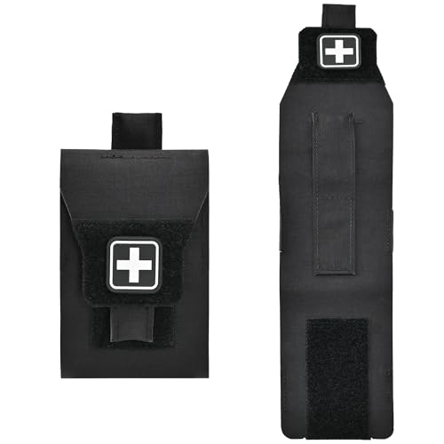 Mini IFAK Pouch, Pocket IFAK, Wallet-Sized Trauma Organizer, Slim EDC Empty First Aid Pouch for Back,Cargo Pocket, Backpack, Vehicle and Outdoor Use - color: Black