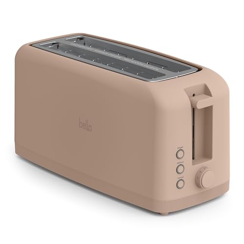 bella 4 Slice Slim Toaster, Fits-anywhere™ Kitchenware, 6 Setting Shade Control with Reheat & Cancel Buttons, Fits Sourdough, 10” Long Slot, Anti Jam & Auto Shutoff, 900 Watt, Blossom - color: Blossom, size: 4 Slice