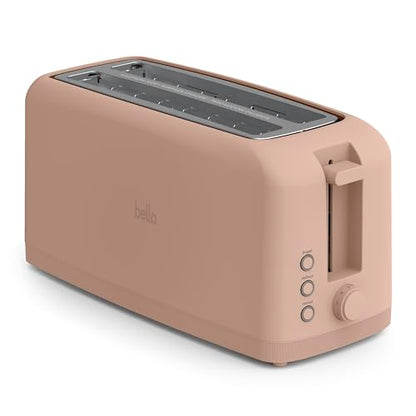 bella 4 Slice Slim Toaster, Fits-anywhere™ Kitchenware, 6 Setting Shade Control with Reheat & Cancel Buttons, Fits Sourdough, 10” Long Slot, Anti Jam & Auto Shutoff, 900 Watt, Blossom - color: Blossom, size: 4 Slice