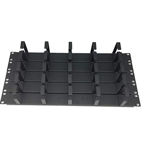 (5 Pack) 1U 5 D-Ring Cable Manager - 19 Inch Horizontal Rack Mount Metal Server Rack Wire Management