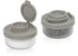 SIGNORAWARE Salt and Pepper Shakers Moisture Proof Set of 2 Small Mini Salt Shaker to go Camping Picnic Outdoors Kitchen Lunch Boxes Travel Spice Set Clear with Red Covers Plastic Airtight Dispenser - color: Gray