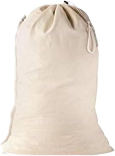 Large Cotton Laundry Bag, Heavy Duty Large Laundry Bags 24 x 36 inch Drawstring Travel Organizer Bag Fit Hamper Basket Camp (Beige, Pack of 1) - color: Beige, size: Pack of 1