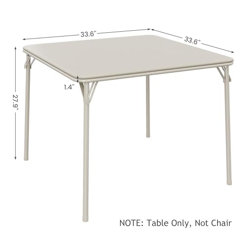 GarveeHome 33.6 in Folding Card Table, Portable Square Folding Table with PU Leather Soft Cushion, Foldable Table Suitable for Dining Room, Living Room, Office, Camping - color: Beige