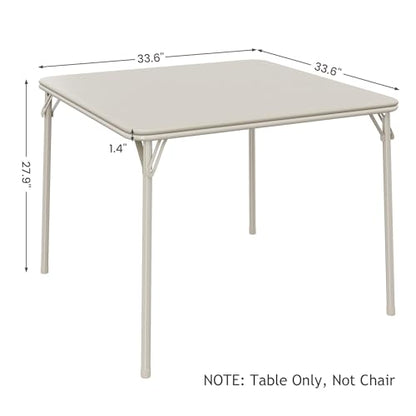 GarveeHome 33.6 in Folding Card Table, Portable Square Folding Table with PU Leather Soft Cushion, Foldable Table Suitable for Dining Room, Living Room, Office, Camping - color: Beige