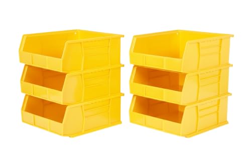 HE HUDSON EXCHANGE 11" x 11" x 5" (6 Pack) Plastic Stackable Storage Bin, Yellow - color: Yellow, size: 6 Pack
