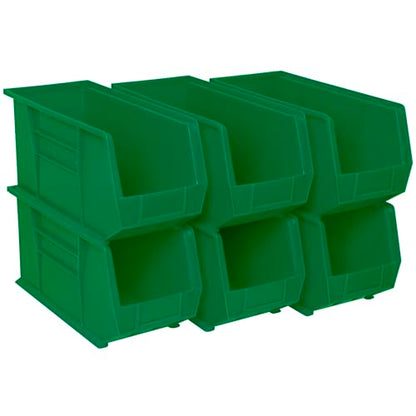 Akro-Mils 30265 AkroBins Plastic Storage Bins, Space-Saving Stackable Bins for Garage, Pantry, Craft Organization, 18-Inch x 8.25-Inch x 9-Inch, Green, 6-Pack - color: Green