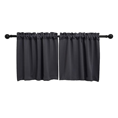 Pickluc Rod Pocket Tier Curtain - Half Blackout Curtain for Kitchen, Bathroom, Cabinet, Basement, 30 Inches Wide and 24 Inches Long, Dark Grey, 2 Panels - color: Grey, size: 30"W x 24"L (Pack of 2)