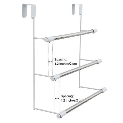 Over The Door Towel Rack, 16 Inch Wide 3 Tier Stainless Steel Towel Bar, Rust Proof Hanging Towel Holder for Bathroom, No Drill Easy Installation, Space Saving Bathroom Organizer