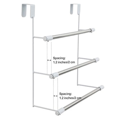 Over The Door Towel Rack, 16 Inch Wide 3 Tier Stainless Steel Towel Bar, Rust Proof Hanging Towel Holder for Bathroom, No Drill Easy Installation, Space Saving Bathroom Organizer