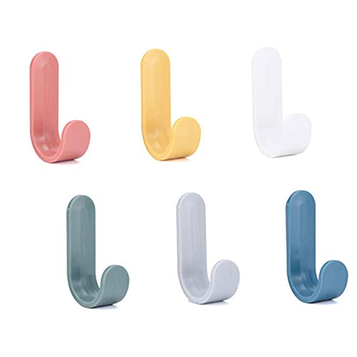 Ducige 12 Pack Adhesive Hooks Utility Wall Hooks Key Hooks for Wall Decorative Key Holder Rack Self Adhesive Wall Hooks for Towels, Hats, Shower, Kitchen, Living Room, Office - color: 12 Multicolor