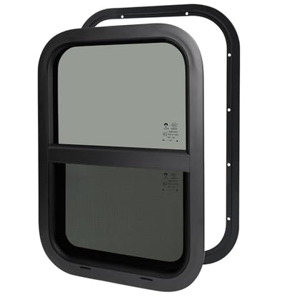 RV Window,Camper Replacement Vertical Sliding RV Window for Cargo Trailer Utility Travel Trailer Cargo Van Truck SUV 18" W x 30" H,Fit 15/16" or 1-3/8" Thick Wall,Allow Error 1/16",DOT Approved - size: 18"W x 30"H