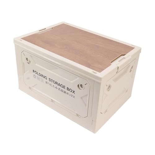 Omabeta Folding Camping Storage Box with Strong Load Bearing Capacity Foldable Bin Container for Car Picnic, Camping,Toy Storage Made of PP, MDF (Light Gray) - color: Light Gray