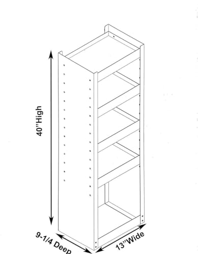 True Racks Van Shelving Storage Tower 40"" H x 13"" W x 9-1/4""D to fit Full Size Standard Roof Vans - GMC Savana, Chevy Express, Ford Econoline & Ford Transit Low Roof, Grey