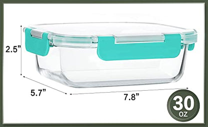 KOMUEE 10 Packs 30 oz Glass Meal Prep Containers,Glass Food Storage Containers with Lids,Airtight Lunch Bento Boxes, Microwave, Oven, Freezer and Dishwasher,Green - color: Green