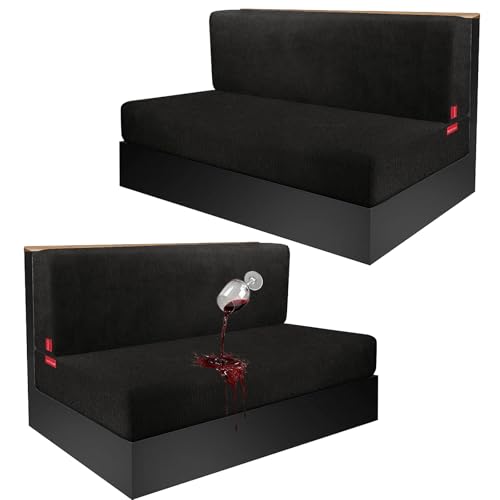 Waterproof RV Dinette Cushion Covers - Stretch Seat Slipcover, Washable RV Couch Cover Designed for Camper Car Bench (Loveseat 2 Backrest Cover & 2 Bench Cover, Black) - color: Black, size: Loveseat 2 Backrest Cover & 2 Bench Cover