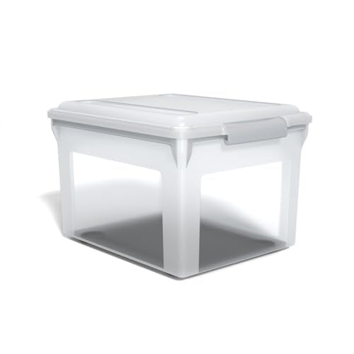 STAPLES Store & Slide Plastic File Box Latching, Letter/Legal Size, Clear, 2/Pack - color: Clear, size: 2 Pack, style: Box (Latch Lid)
