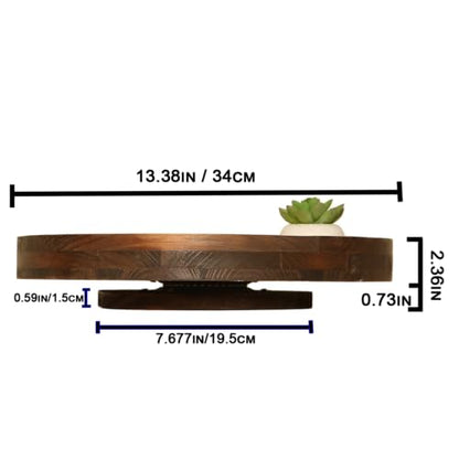 13.38 Inch Round Wood Lazy Susan Turntable Tray, Classic Style, Durable and Organizer for Cabinet Pantry Coffee Table Tray Brown