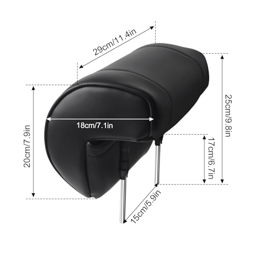 Luxury Memory Foam Head Rest Insert 150mm Hole Distance, Scratch-Resistant Black Faux Leather Pillow with Posts for Custom Van RV Modification, Secure Aesthetic Mount