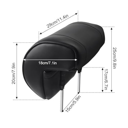 Luxury Memory Foam Head Rest Insert 150mm Hole Distance, Scratch-Resistant Black Faux Leather Pillow with Posts for Custom Van RV Modification, Secure Aesthetic Mount
