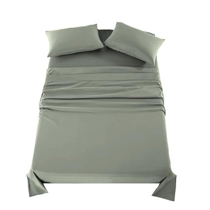 Kingnex Sleeper Sofa Bed Sheets Queen for 60x74 Pull Out Sofa Bed with 4-6 Deep Pocket Soft Double Brushed 1800 Microfiber 4 Piece Bedding Set Sage - color: Sage, size: Sleeper Sofa Queen