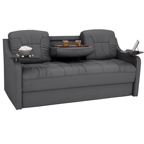 De Leon Console DX RV Sofa Bed, 78" Wide, Ultimate Leather, Charcoal - color: Charcoal, size: 78"
