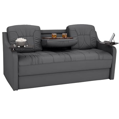 De Leon Console DX RV Sofa Bed, 78" Wide, Ultimate Leather, Charcoal - color: Charcoal, size: 78"