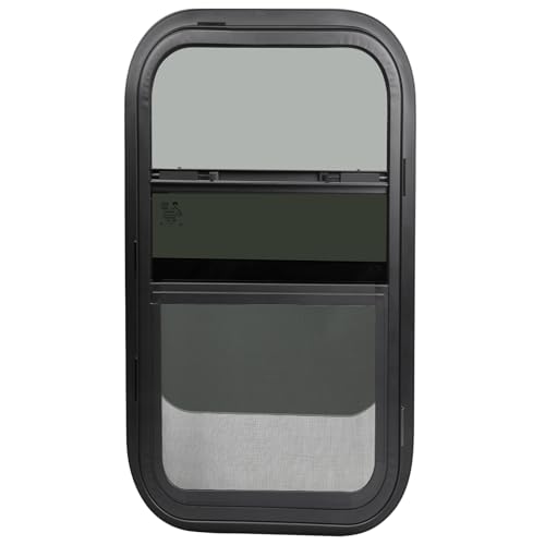 RV Camper Windows,RV Windows for Cargo Trailer Utility Travel Trailer Cargo Van Truck SUV 12"W x 24"H, Vertical Sliding Replacement Fit 15/16" or 1-3/8" Thick Wall,Allow Error 1/16",DOT Approved - size: 12"W x 24"H