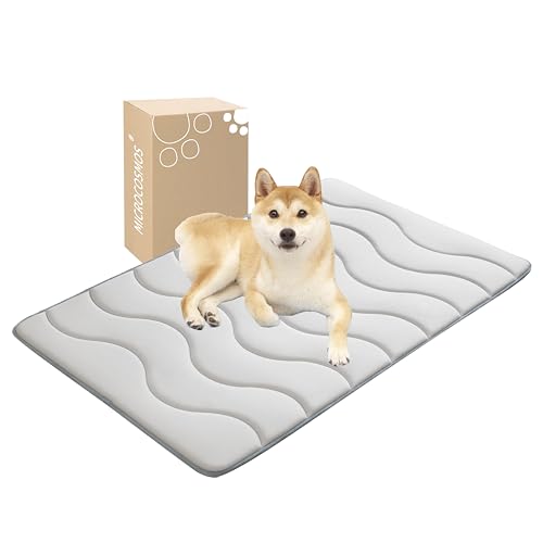 MICROCOSMOS 0.8" Thick Cooling Dog Foam Pad & Summer Pet Sleeping Mat, Machine Washable, Materials Safe, Portable Flat Pet Bed for Dogs.(Grey, 42" x 28") - color: Gray, size: 42"L x 28"W x 0.8"Th