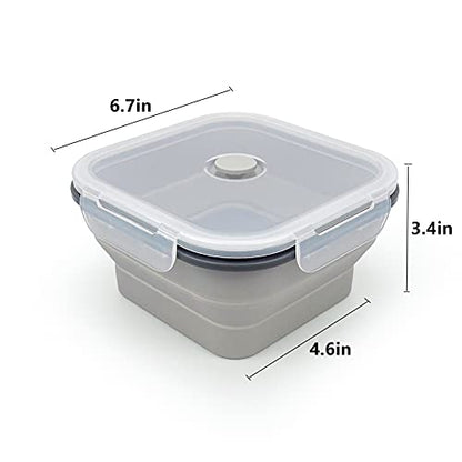 CARTINTS Large 1200ml Collapsible Bowls with Lids, Silicone Food Storage Containers, Space-Saving Meal Prep Containers For Kitchen and Outdoors Camping, Set of 3, Grey - color: grey