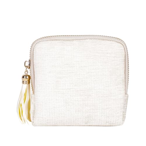 ASINGYER Travel Jewelry Storage Bag for Women, Velvet Portable Jewelry Organizer with Tassel Zipper, Small Pouches for Bracelets Necklaces Rings Earrings, Wedding Gift for Women (beige) - color: beige