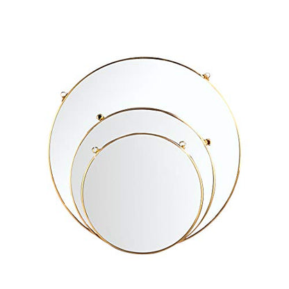 LONGWIN Hanging Wall Circle Mirror Decor Gold Geometric Mirror with Chain for Bathroom Bedroom Living Room 15.7" - size: 15.7"L x 15.7"W