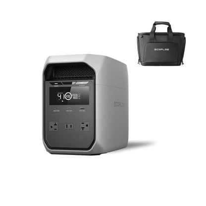 EF ECOFLOW Portable Power Station Delta 3 Classic with Waterproof Bag, 1024Wh LiFePO4 Battery, 1800W AC/100W USB-C Output, 1 Hr Fast Charge, Solar Generator for Home Backup, Outdoor & RVs - style: DELTA 3 Classic+Bag