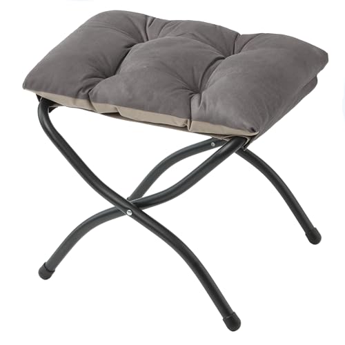 15"(H) Folding Ottoman, Foldable Footrest Stool, Portable Small Foot Stool for Couch, Collapsible Foot Rest Ottoman for Sofa, Accent Padded Ottomans for Living Room, Bedroom, Dark Coffee - color: Dark Coffee