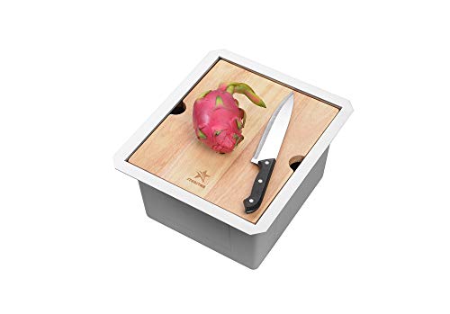 STARSTAR Workstation Ledge Undermount Single Bowl 304 Stainless Steel Kitchen Sink, With Grid, Cutting Board (14 x 18) - size: 14 x 18