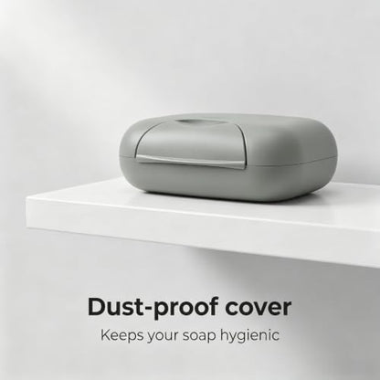 Soap Holder Container, Vonpri Portable Bar Soap Saver Scrubber Case for Bathroom and Kitchen (Grey) - color: Grey