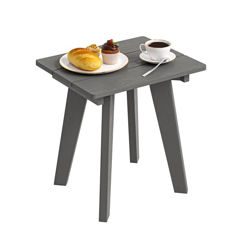 Outdoor Side Table, HDPE Weather Resistant Small Patio Table for Porch and Balcony, 200 LBS Capacity Heavy Duty Small Outdoor Table for Backyard and Pool, Easy Maintenance, Dark Gray - color: Dark Gray