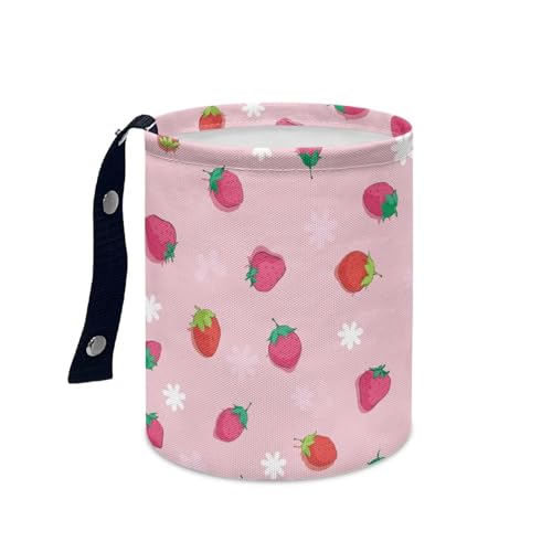 Renewold Car Trash Can for Most SUV Sedan Truck Van Car Trash Bag Bin Pink Red Strawberry Hanging Automotive Garbage Cans Vehicle Trash Storage Bag for Camping Picnic Trip Beach Waterproof - color: Pink Red Strawberry