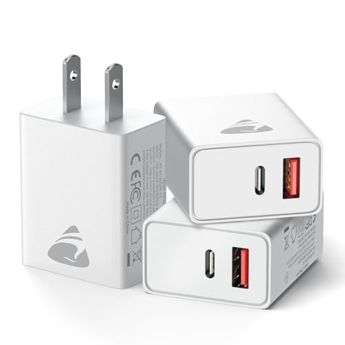 [3 Pack] USB C Charger Block, 20W Dual Port Type C Wall Charger Fast Charging Blocks USB Charging Block PD Power Adapter Plug Cube for iPhone 16/15/15 Pro/14/13/12, iPad, iwatch, Samsung - color: 20W White 3Pack