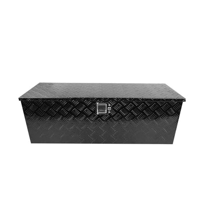 Black 44 Inch Truck Chest Tool box Heavy Duty Aluminum Stripes Plated Pick Up Truck Bed Box Waterproof RV Trailer Toolbox Storage with Side Handle and Lock Keys –44"x15"x15" - color: Black, size: 44"x15"x15"