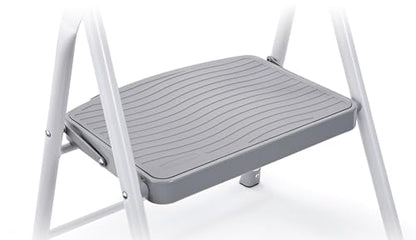 Rubbermaid 1-Step Steel Ladder, Folding Step Stool with Hand Grip and Traction Molded Steps, White, Tested to ANSI US Safety Standards, No Assembly Required - style: 1-Step