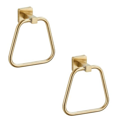 Brushed Gold Towel Ring for Bathroom 2 Pack, Kitchen Bath Towel Holder Hangers Wall Mount Heavy Duty Stainless Steel - color: Brushed Gold, size: 2 Pack