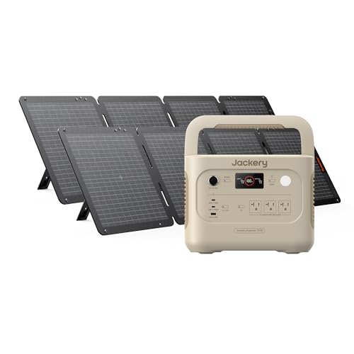 Jackery Solar Generator 1000 v2 with 2x100W Air Solar Panels, 1070Wh Portable Power Station, LiFePO4 Battery, 1500W AC Output, 1 Hr Fast Charge, for Camping, Emergency, RV, Off-Grid (Dune White) - style: E1000v2+100Wx2(Dune White)