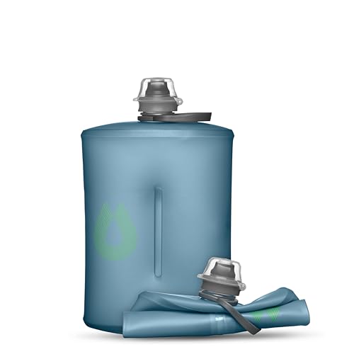 HydraPak Stow Collapsible Water Bottle – 350ml, 500ml, 1L – Ultralight, Leak-Proof, BPA-Free, Filter Compatible Travel & Hiking Flask - color: Tahoe Blue, style: 32oz/1L
