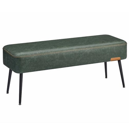 VASAGLE EKHO Collection - Bench for Entryway Bedroom, Synthetic Leather with Stitching, Ottoman Bench with Steel Legs, Living Room, Mid-Century Modern, Loads 660 lb, Forest Green ULOM076C01 - color: Forest Green, style: Steel Leg Bench