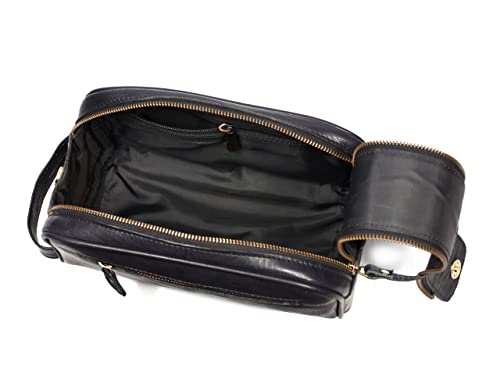 Leather Toiletry Travel Pouch Leather Waterproof Dopp Kit By Aaron Leather Goods - color: Carob